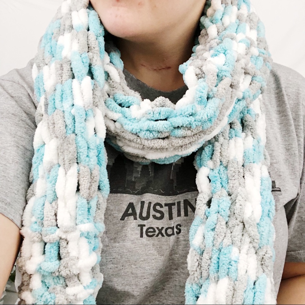 Handmade Knitted Long Scarf with Detail - Picture 5 of 6
